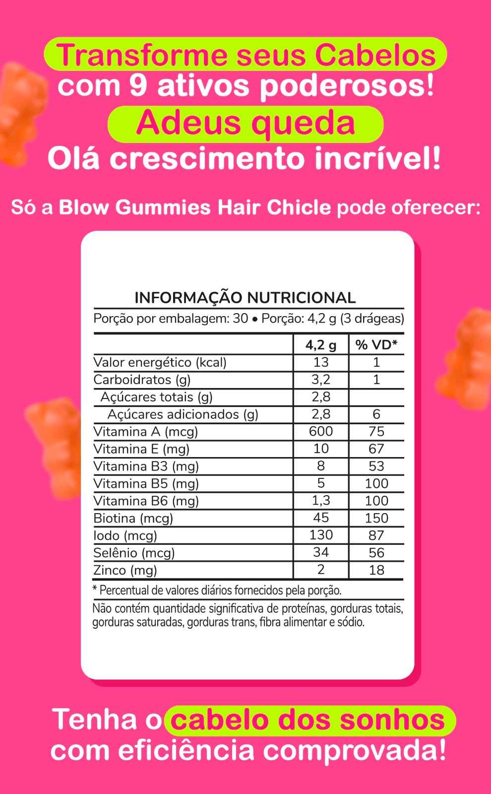 Blow Gummies Hair Chicle 30 Dias Tutti Frutti