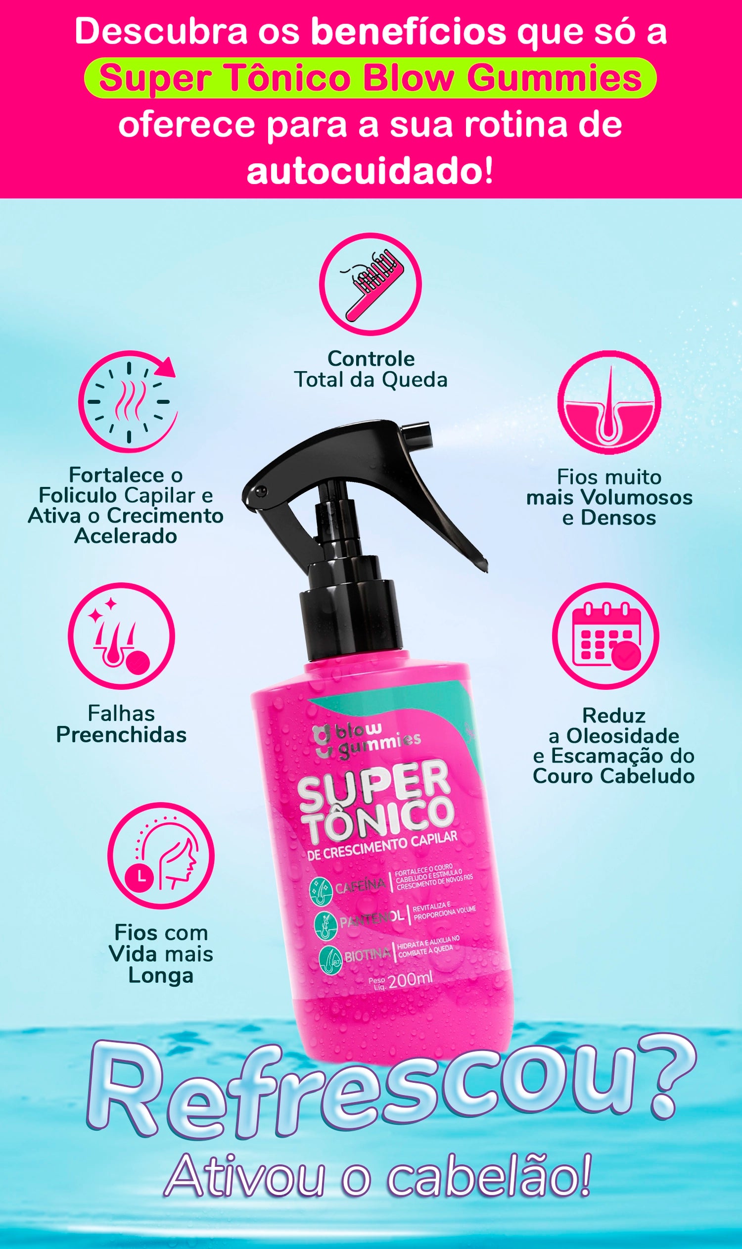 Blow Gummies 60 Dias Morango+Super Tônico 240ml