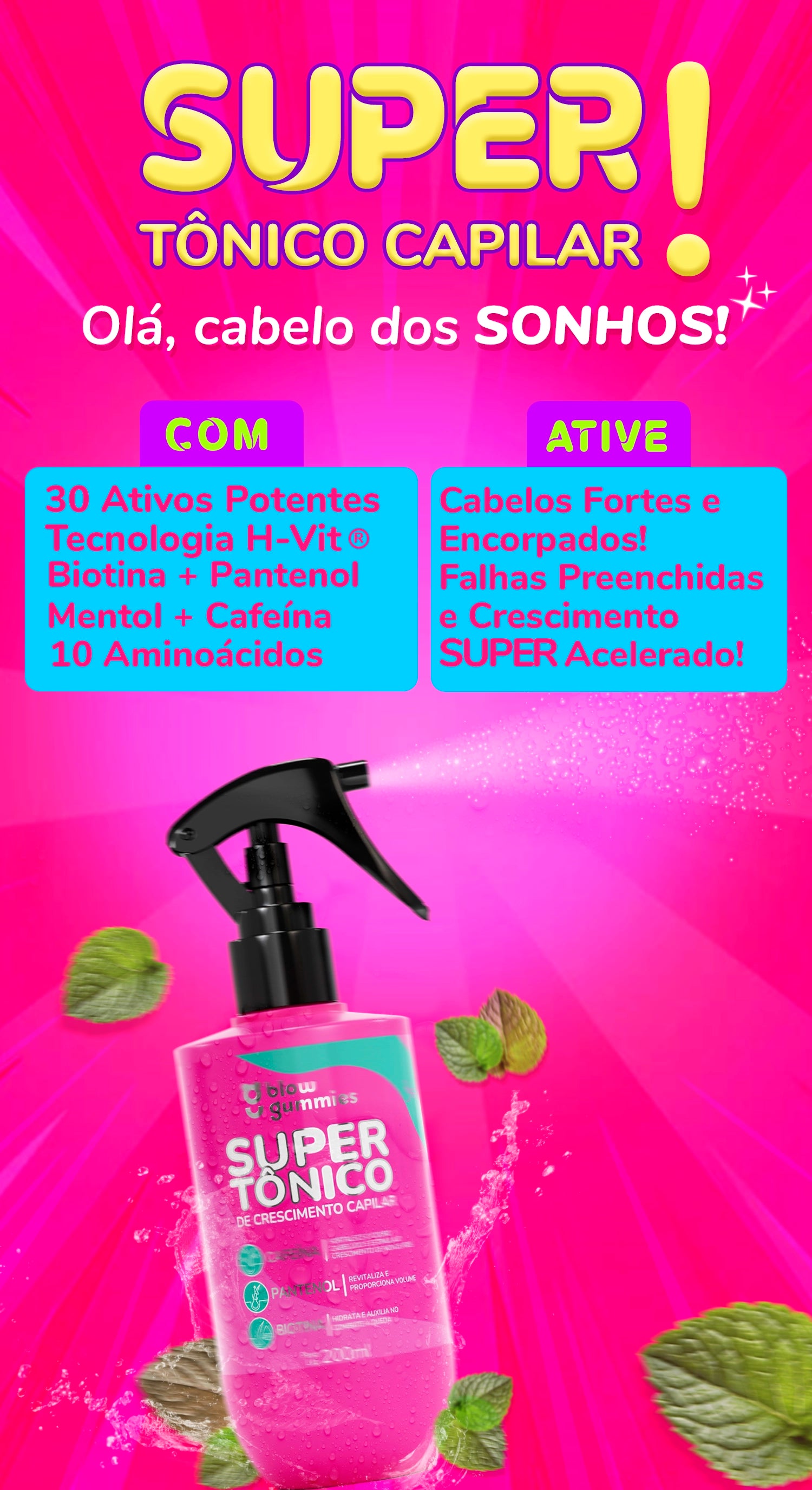 Blow Gummies 60 Dias Morango+Super Tônico 240ml