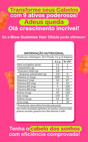Blow Gummies Hair 90 Dias Tutti Fruti Morango Hair Chiclete